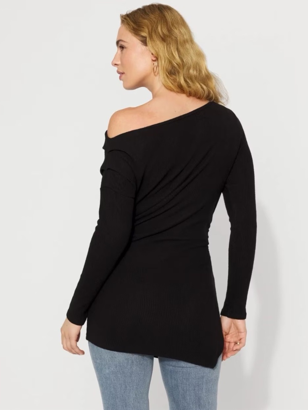 WHBM Asymmetrical Rib Snit Top - Picture 2 of 7